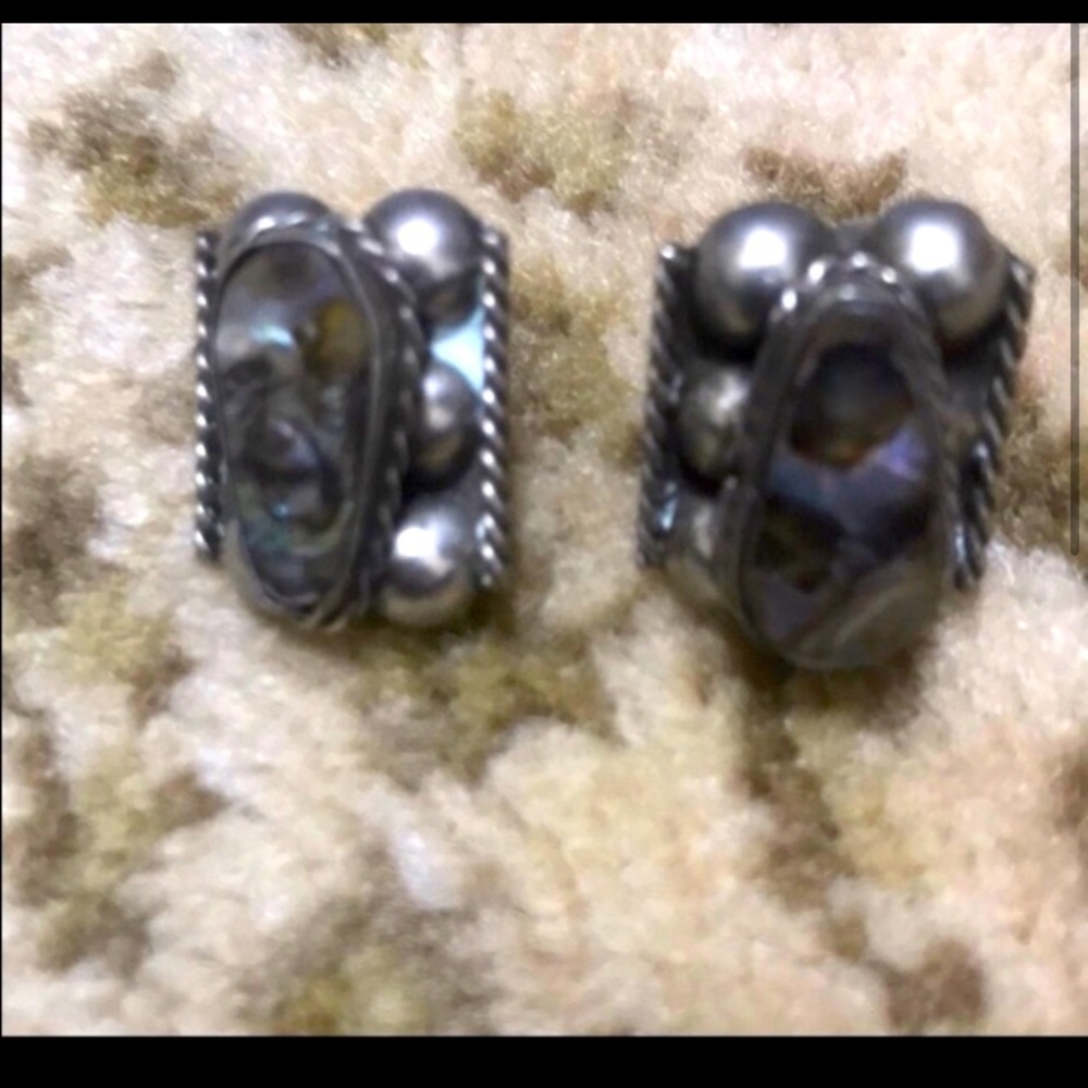 Vintage sterling silver and abalone earrings